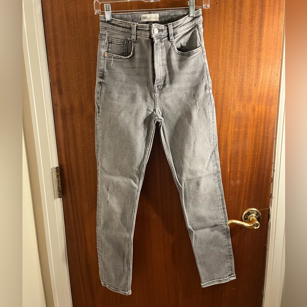 Zara Light Grey High Waisted Skinny Jeans